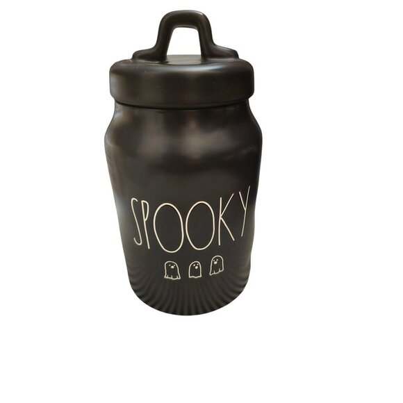 NWT Rae Dunn Halloween Spooky Ghosts Black Canister - Picture 1 of 12